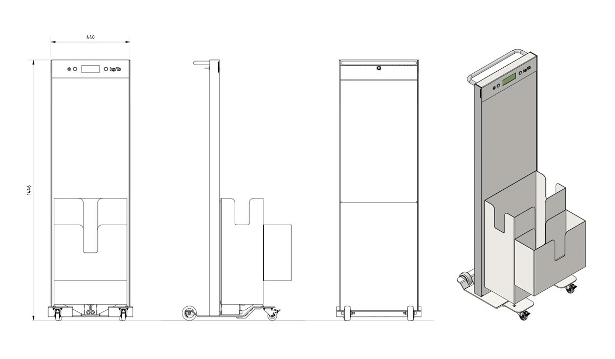 Technical Drawing of Bag Sizer